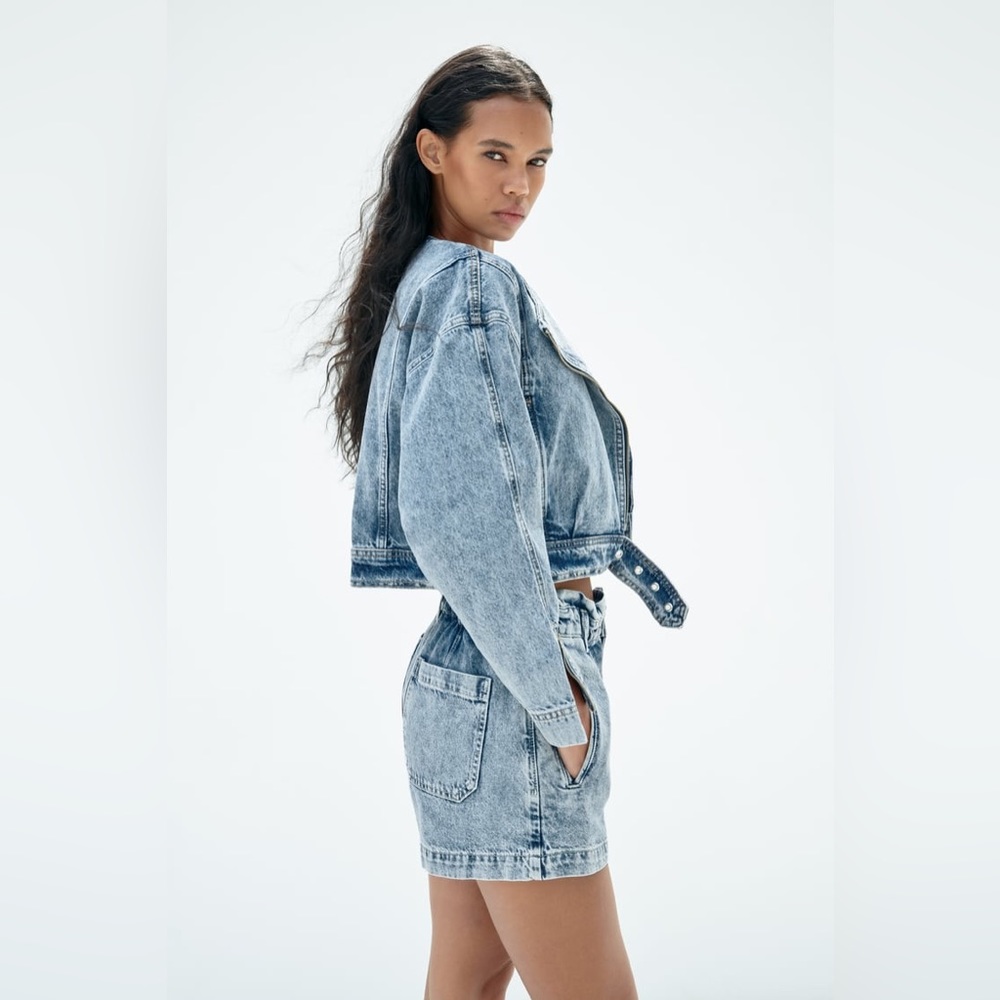 Zara Washed Effect Denim Jacket - Picture 4 of 9